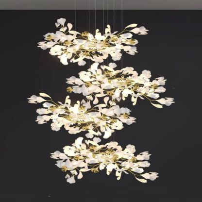 Ginkgo Cascading C (Alternating) Branch Chandelier-Fullstarlighting