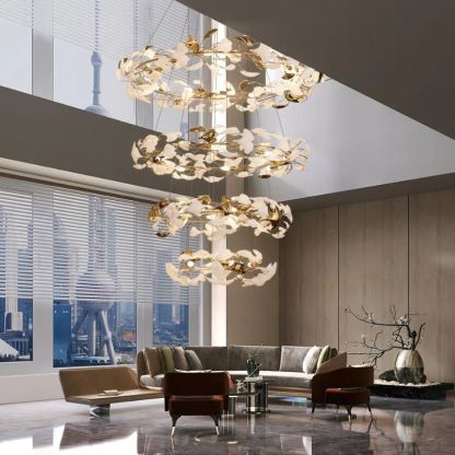 Ginkgo Rings Linear Branch Chandelier-Fullstarlighting