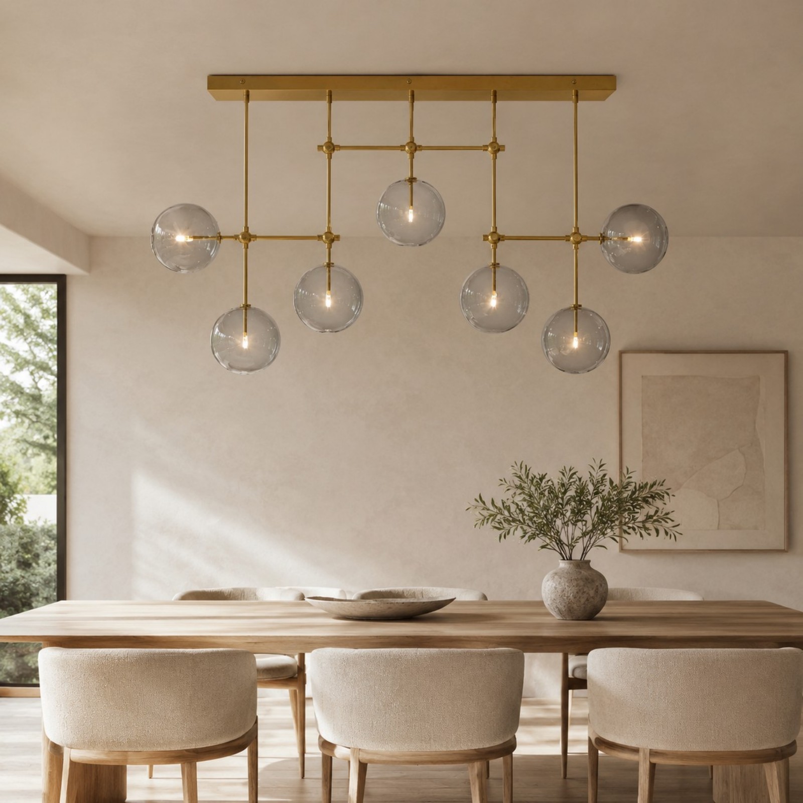 Glass Globe Mobile Linear Chandelier 60"