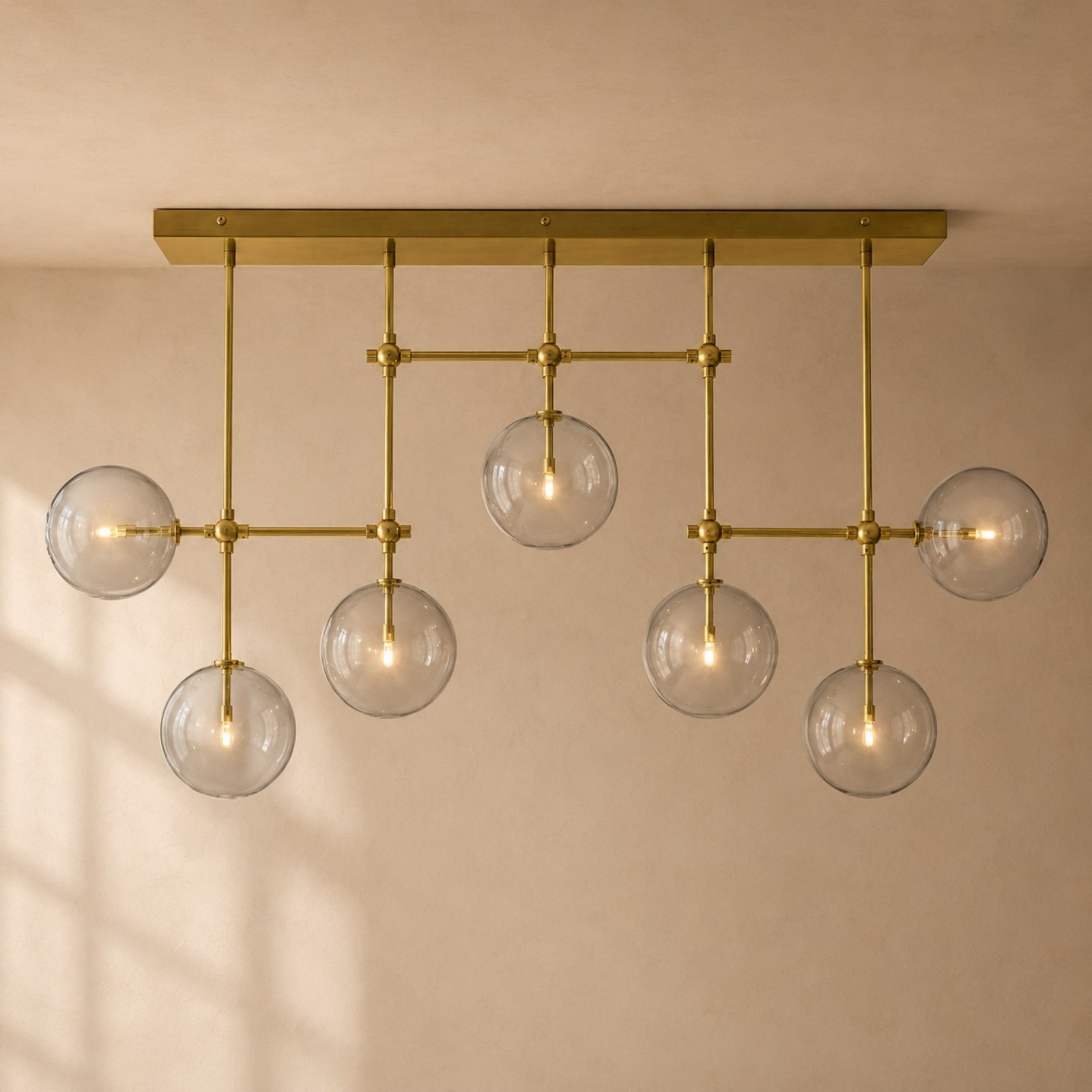 Glass Globe Mobile Linear Chandelier 60"