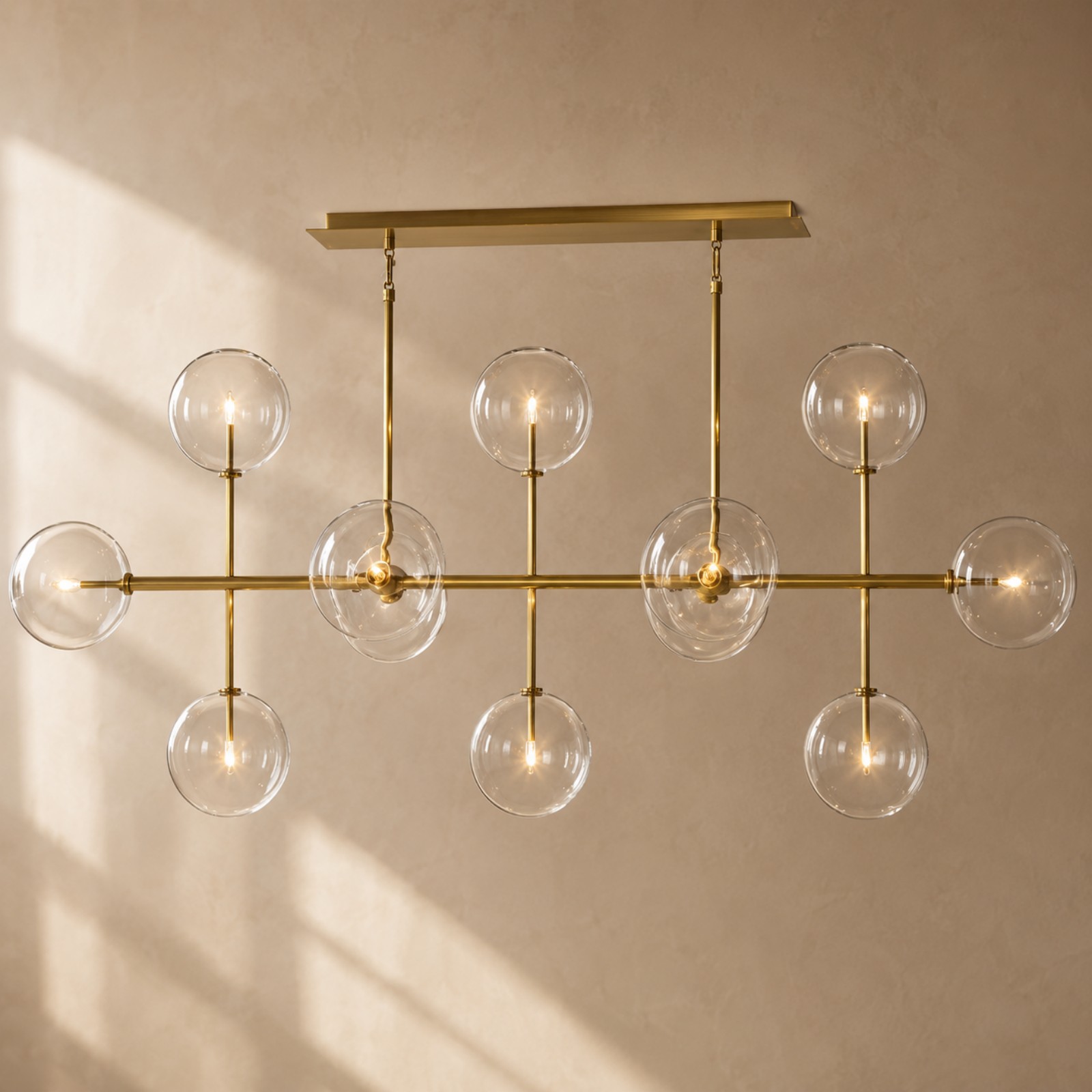 Glass Globe Mobile Linear Chandelier 72"