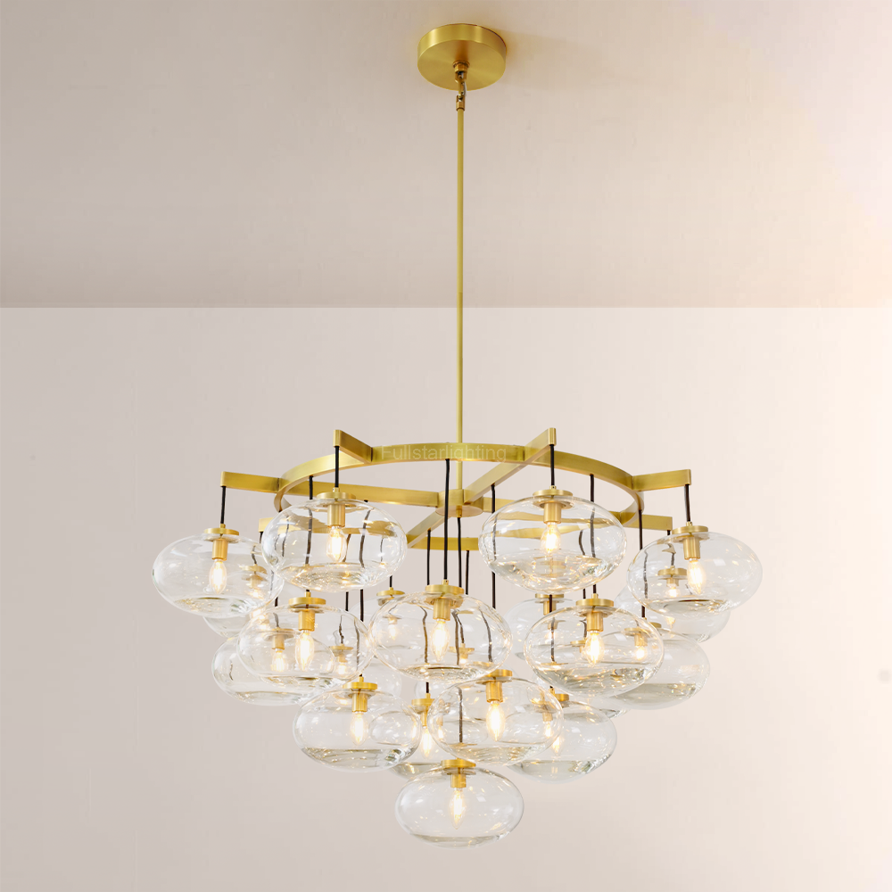 Cabrette Clear Glass Round Chandelier 48"