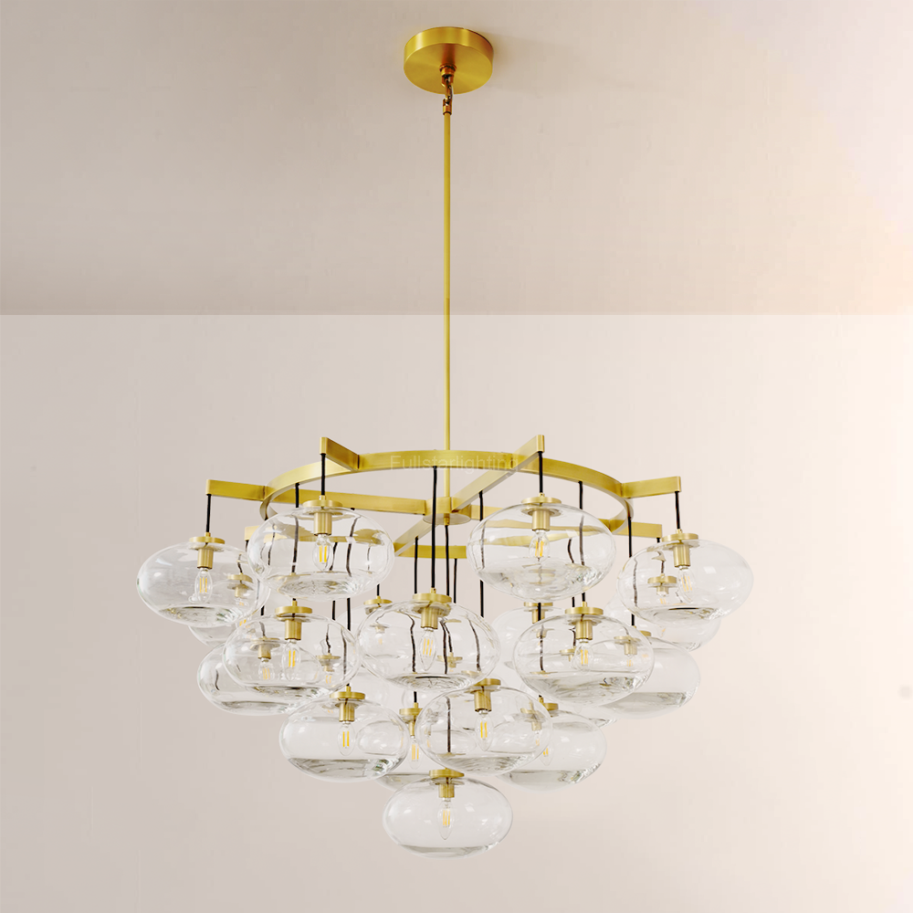 Cabrette Clear Glass Round Chandelier 48"