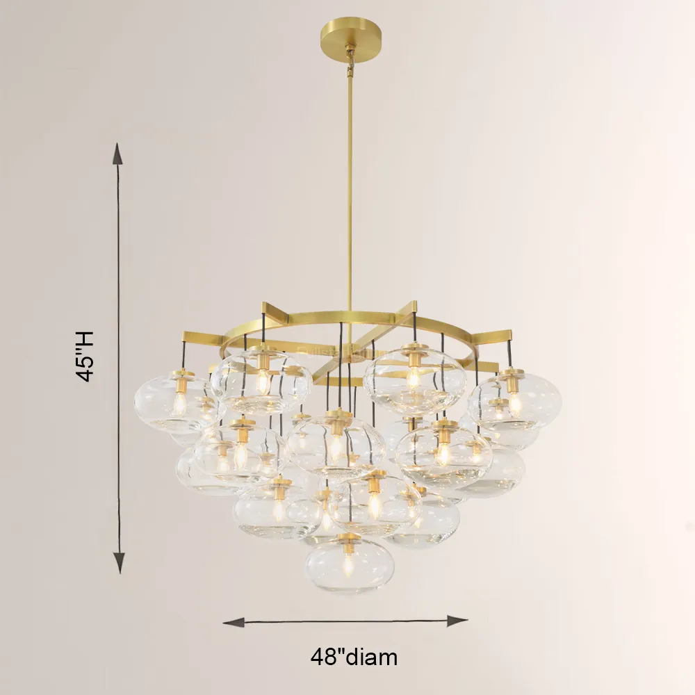 Cabrette Clear Glass Round Chandelier 48"