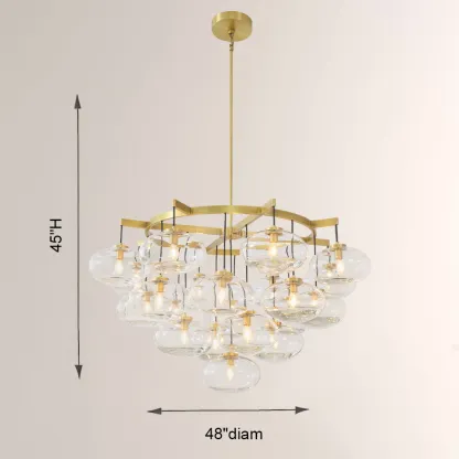 Cabrette Clear Glass Round Chandelier 48"