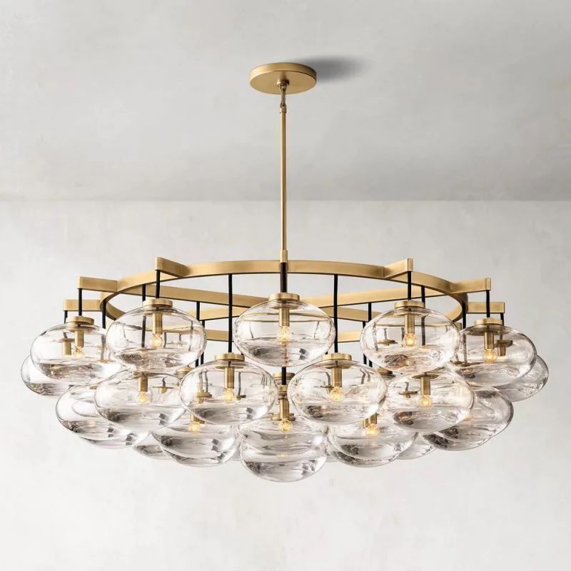 Glass Globe Round Chandelier 60" -kimoylights