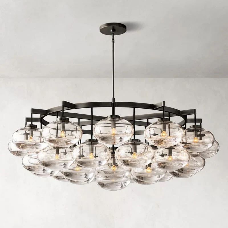 Glass Globe Round Chandelier 60" -kimoylights
