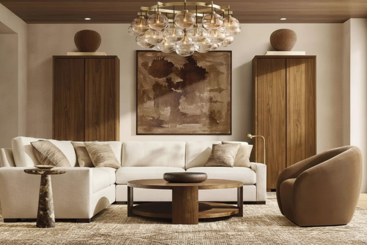 Glass Globe Round Chandelier 60"-kimoylights