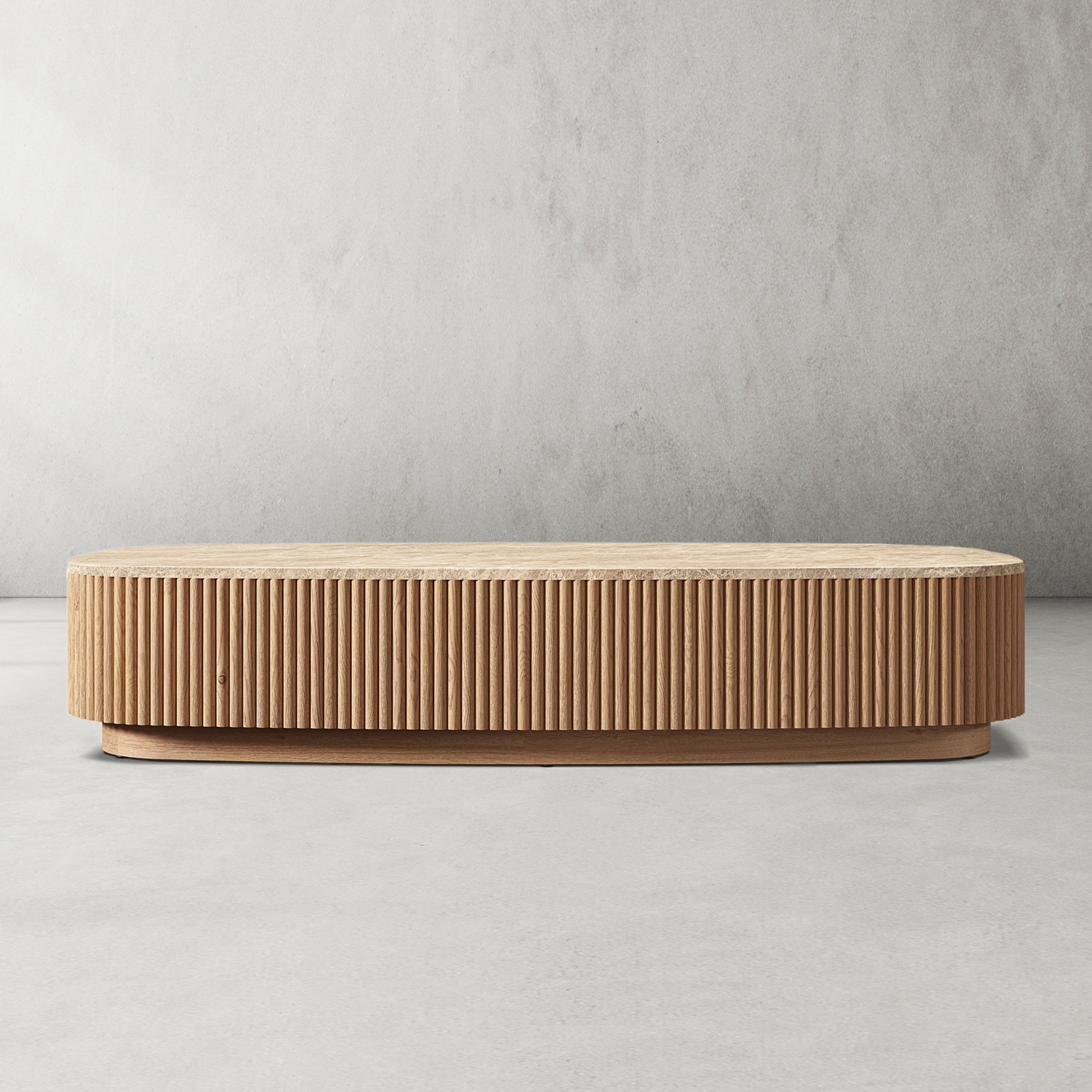 Mulholland Oak Wood & Stone Coffee Table-Fullstarlighting