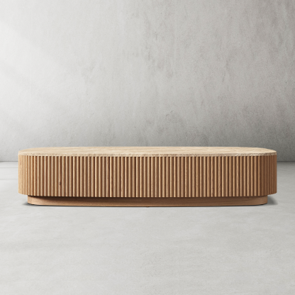Mulholland Oak Wood & Stone Coffee Table-Fullstarlighting