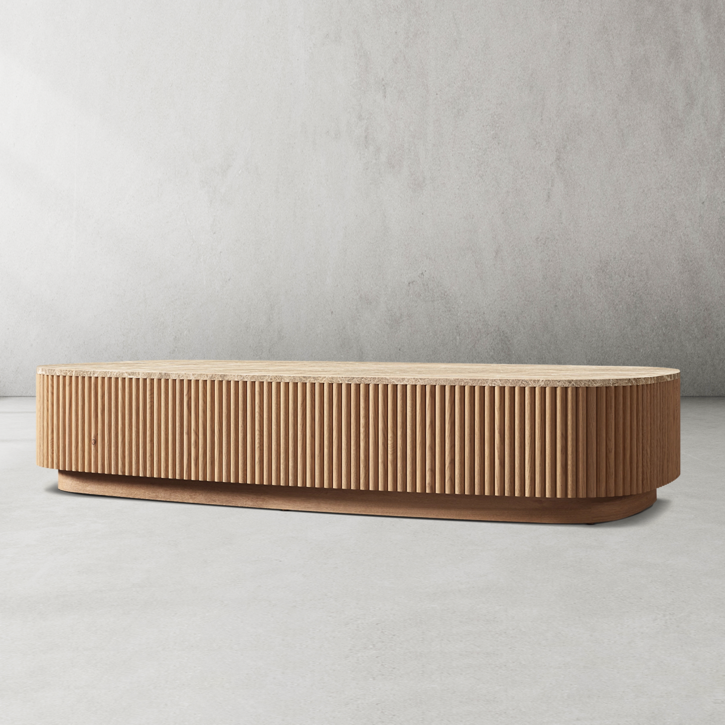 Mulholland Oak Wood & Stone Coffee Table-Fullstarlighting