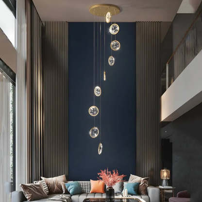 Gold Crystal Staircase Chandelier-Fullstarlighting