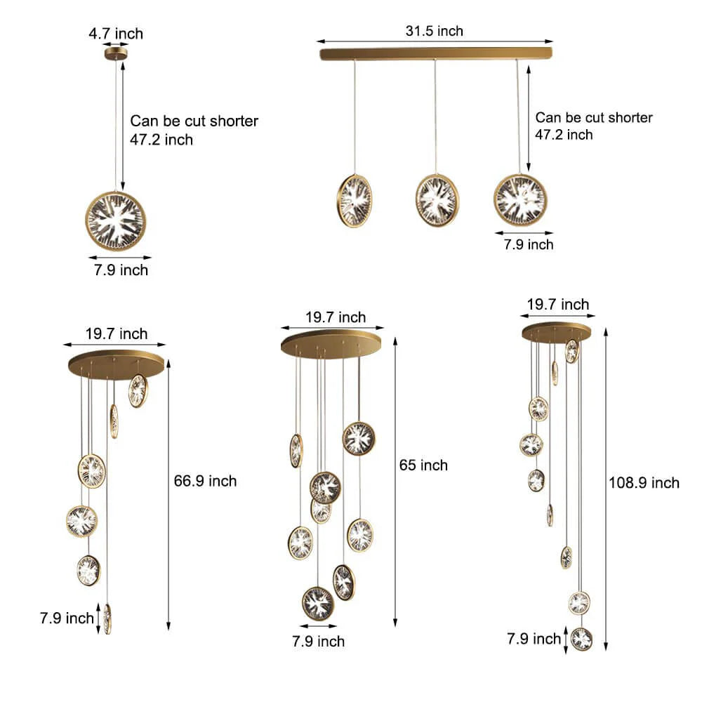 Gold Crystal Staircase Chandelier-Fullstarlighting
