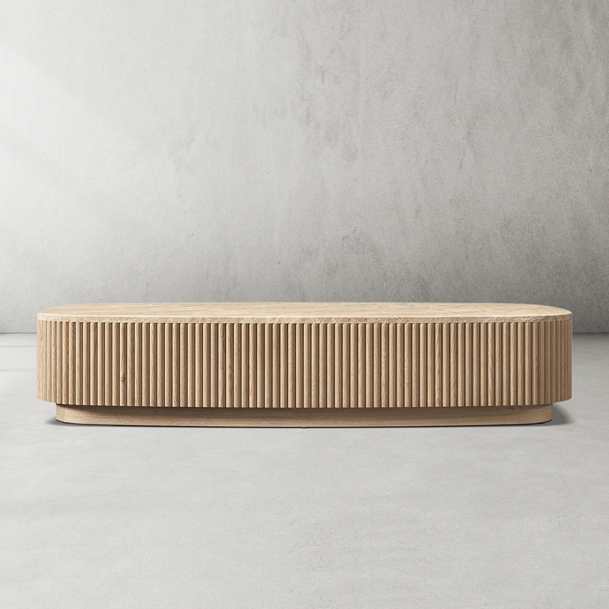 Mulholland Oak Wood & Stone Coffee Table-Fullstarlighting