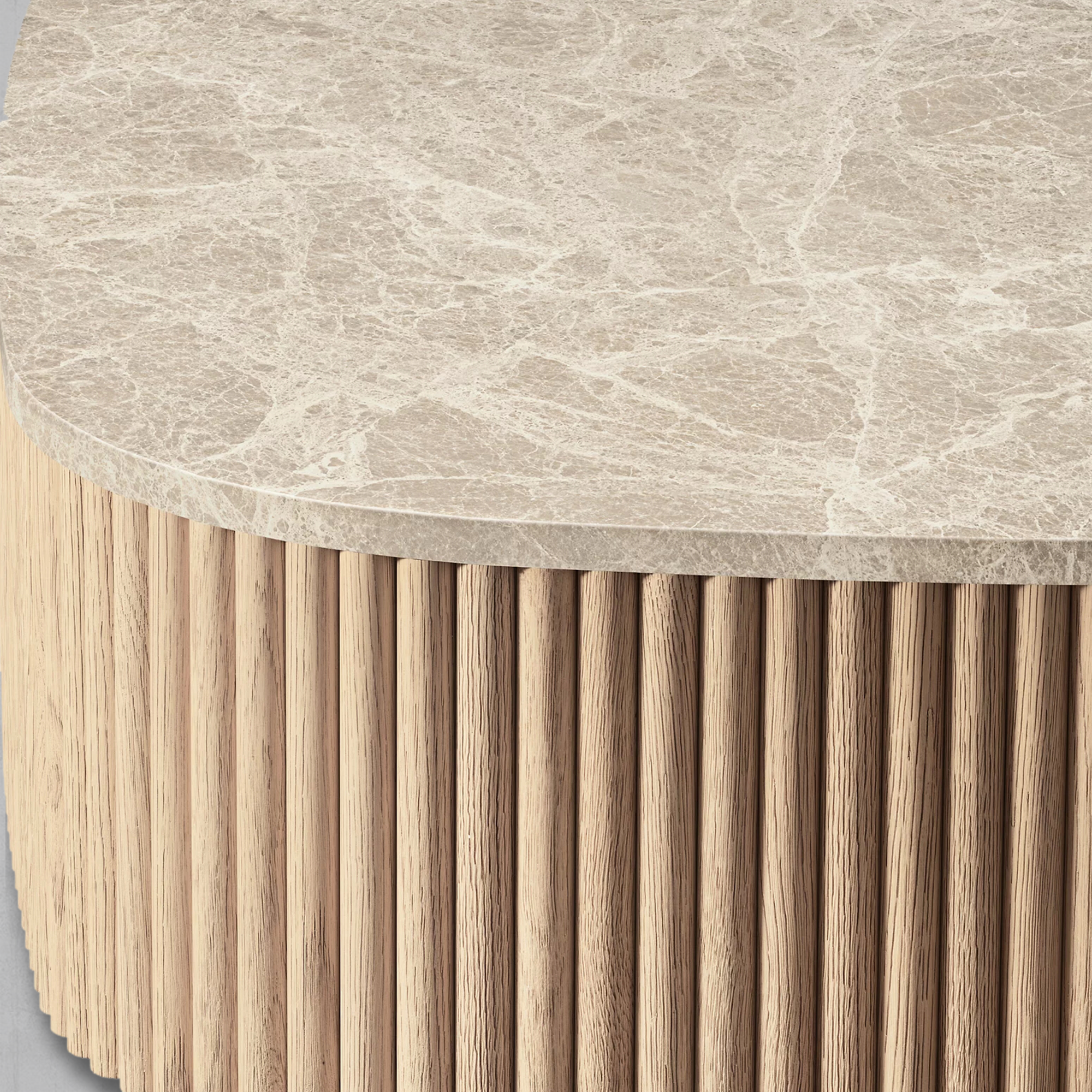 Mulholland Oak Wood & Stone Coffee Table-Fullstarlighting