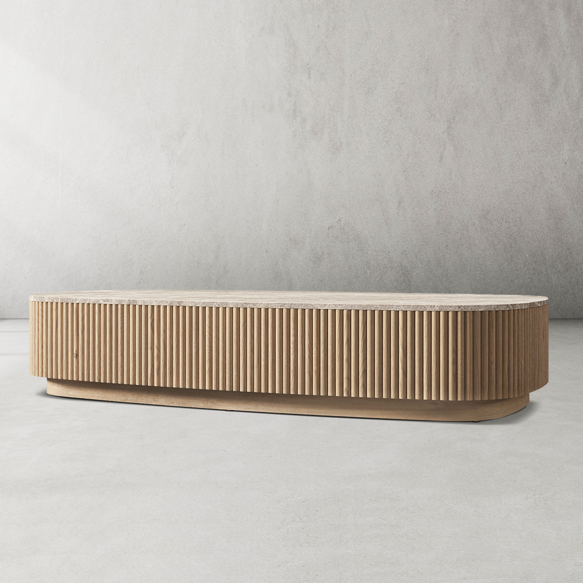 Mulholland Oak Wood & Stone Coffee Table-Fullstarlighting