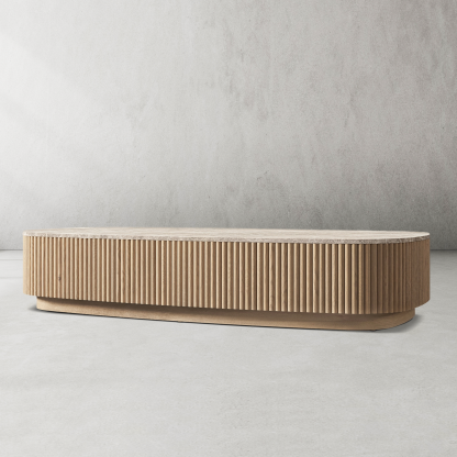 Mulholland Oak Wood & Stone Coffee Table-Fullstarlighting
