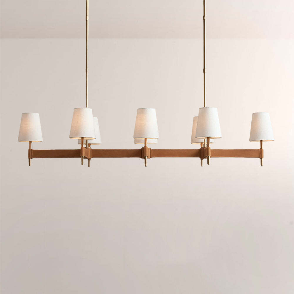 Haven Leather Brass Linear Chandelier