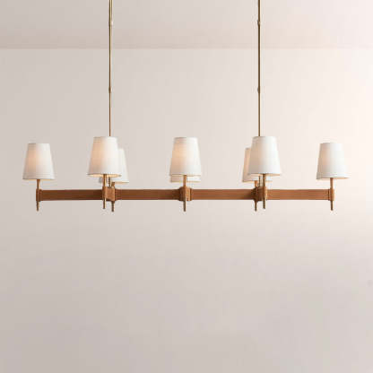 Haven Leather Brass Linear Chandelier
