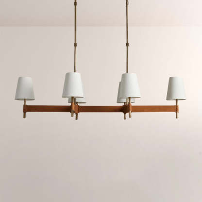 Haven Leather Brass Linear Chandelier