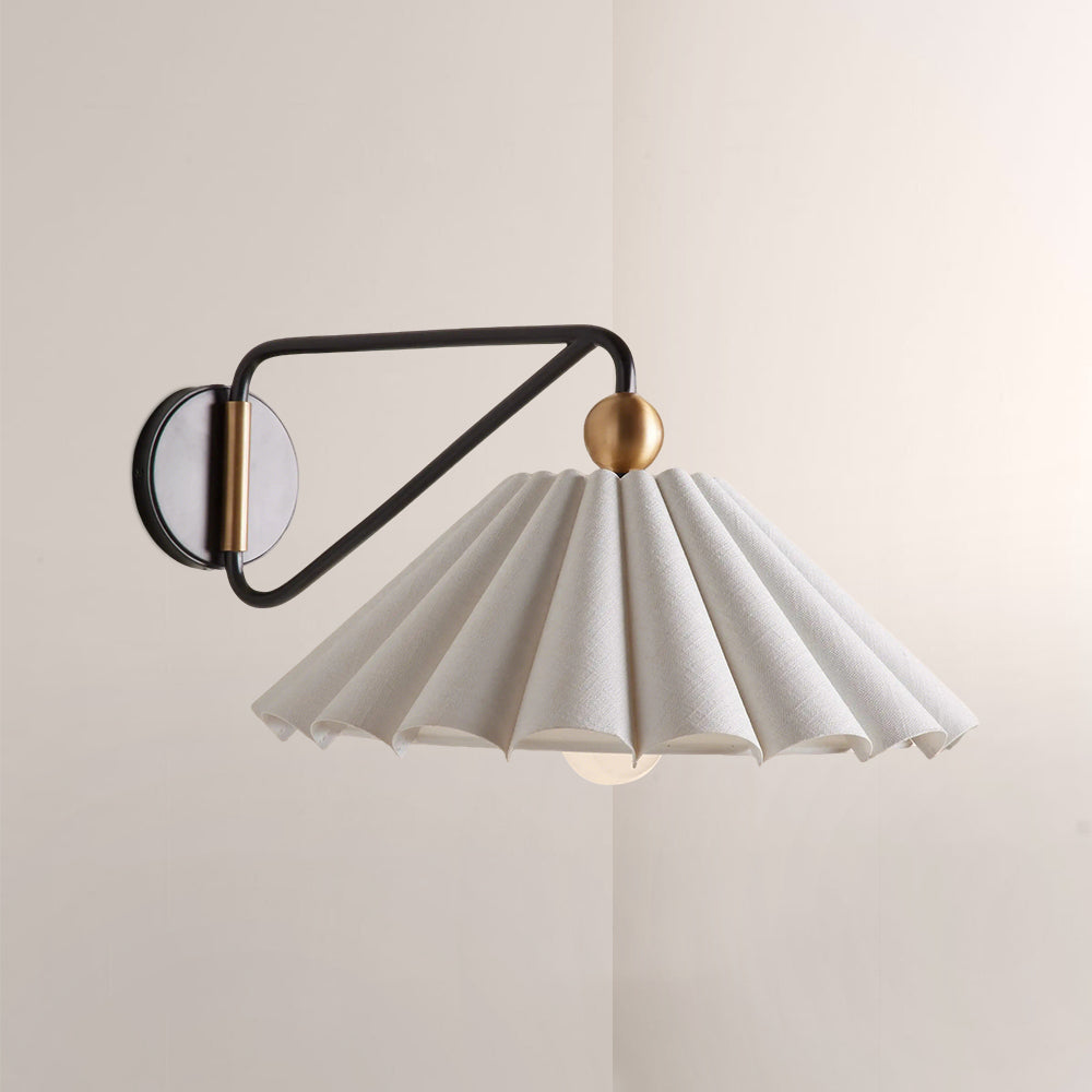 Hayes Pleated Linen Wall Sconce-Fullstarlighting
