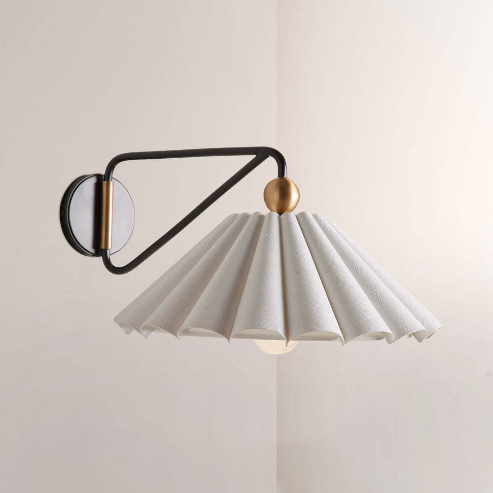 Hayes Pleated Linen Wall Sconce-Fullstarlighting