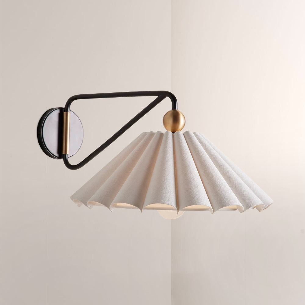 Hayes Pleated Linen Wall Sconce-Fullstarlighting