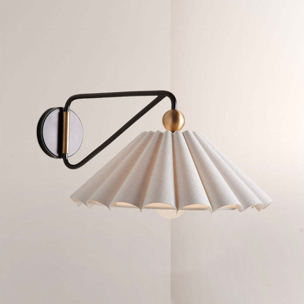 Hayes Pleated Linen Wall Sconce-Fullstarlighting