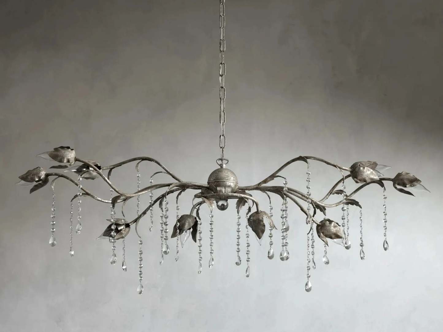 Kalie Crystal Rectangular Chandelier 52"- Silver