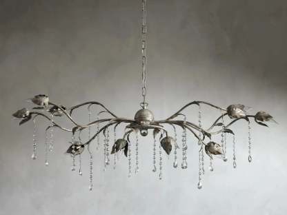 Kalie Crystal Rectangular Chandelier 52"- Silver