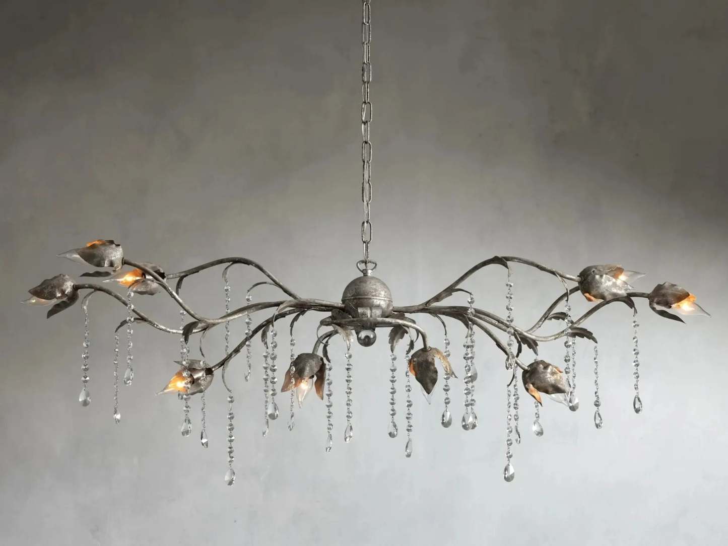 Kalie Crystal Rectangular Chandelier 52"- Silver