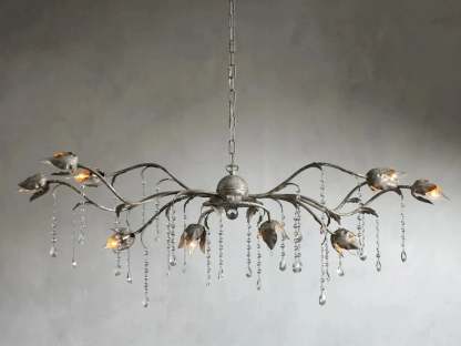 Kalie Crystal Rectangular Chandelier 52"- Silver