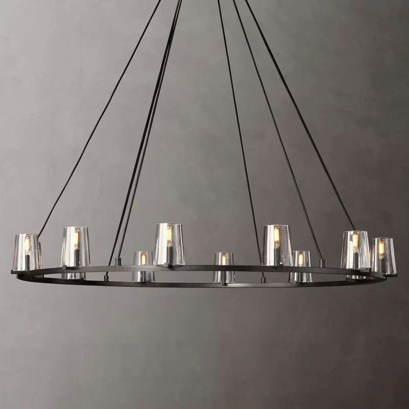 Karous Glass Round Chandelier 60"-Fullstarlighting