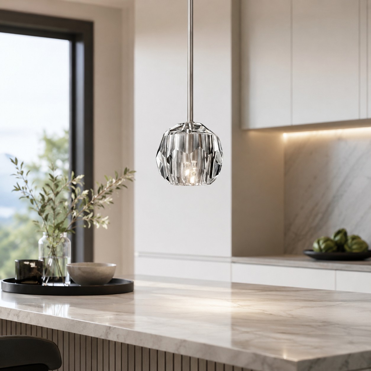 Kelly Faceted Glass Rod Pendant Light-Fullstarlighting