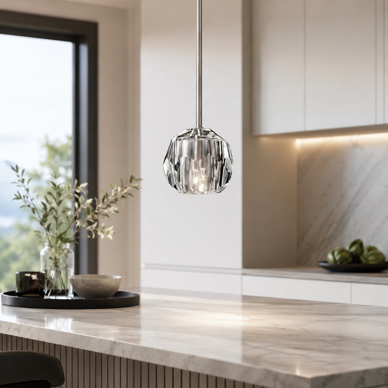 Kelly Faceted Glass Rod Pendant Light-Fullstarlighting