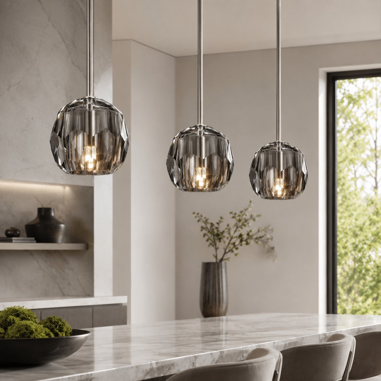 Kelly Faceted Glass Rod Pendant Light-Fullstarlighting
