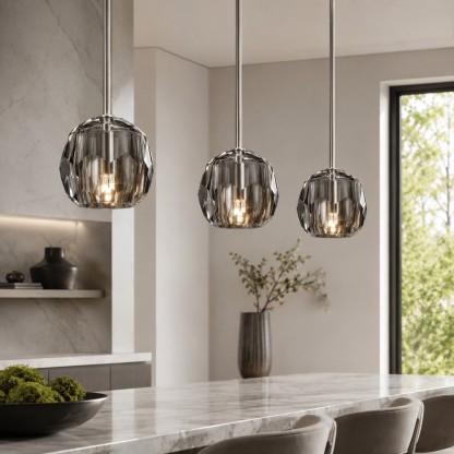Kelly Faceted Glass Rod Pendant Light-Fullstarlighting