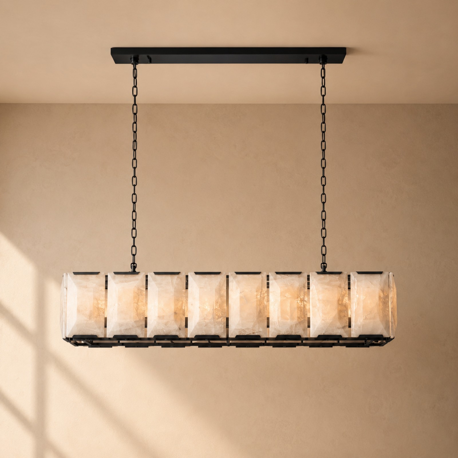 Kiko Calcite Rectangular Chandelier 54"