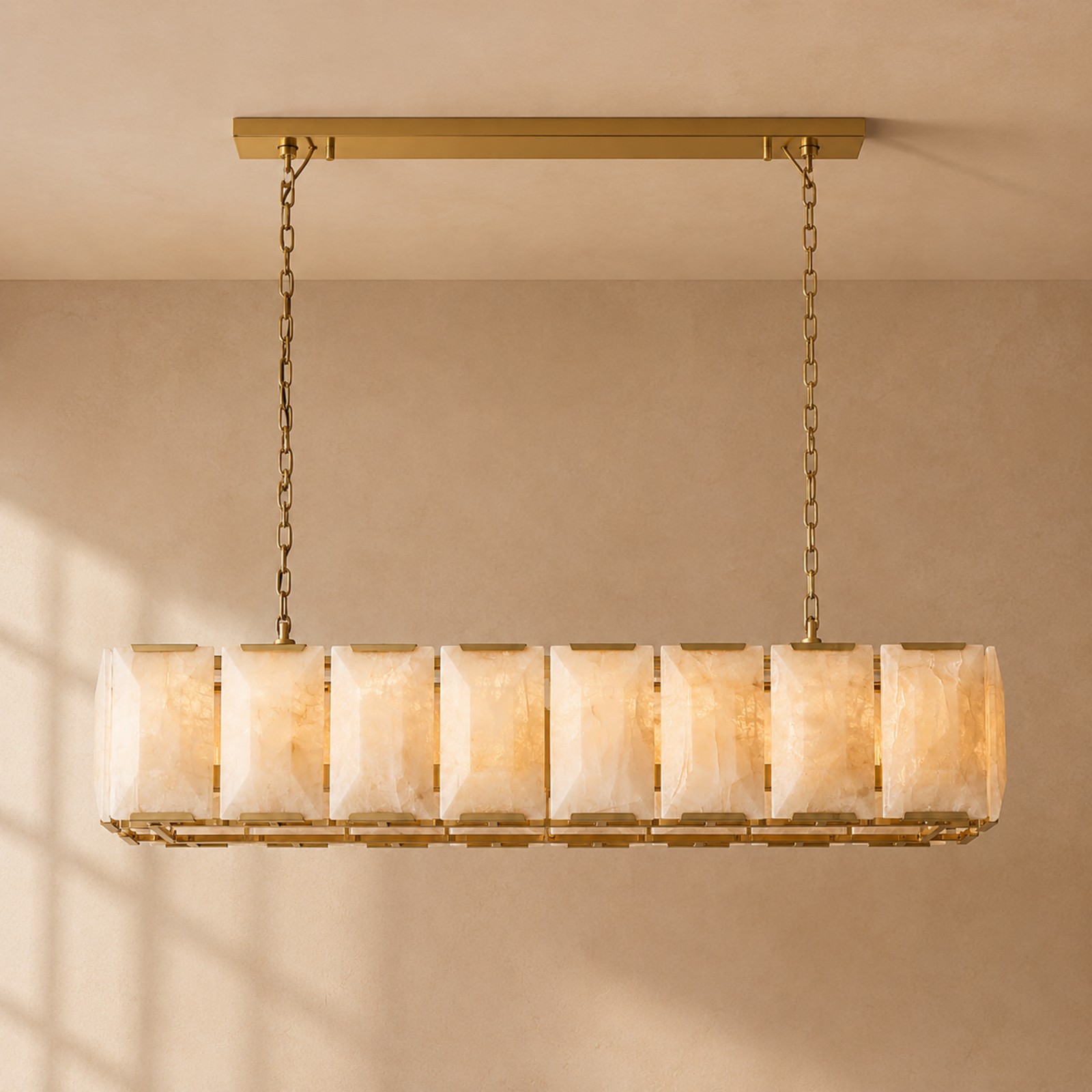 Kiko Calcite Rectangular Chandelier 54"
