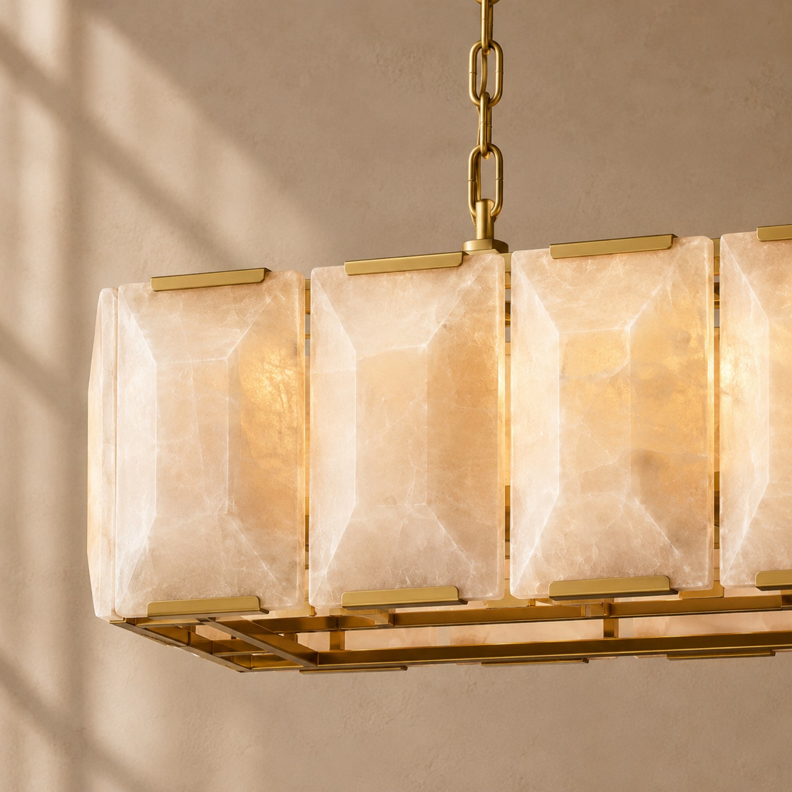 Kiko Calcite Rectangular Chandelier 54"