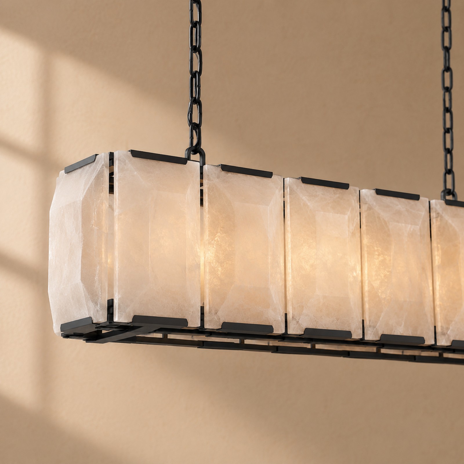 Kiko Calcite Rectangular Chandelier 54"