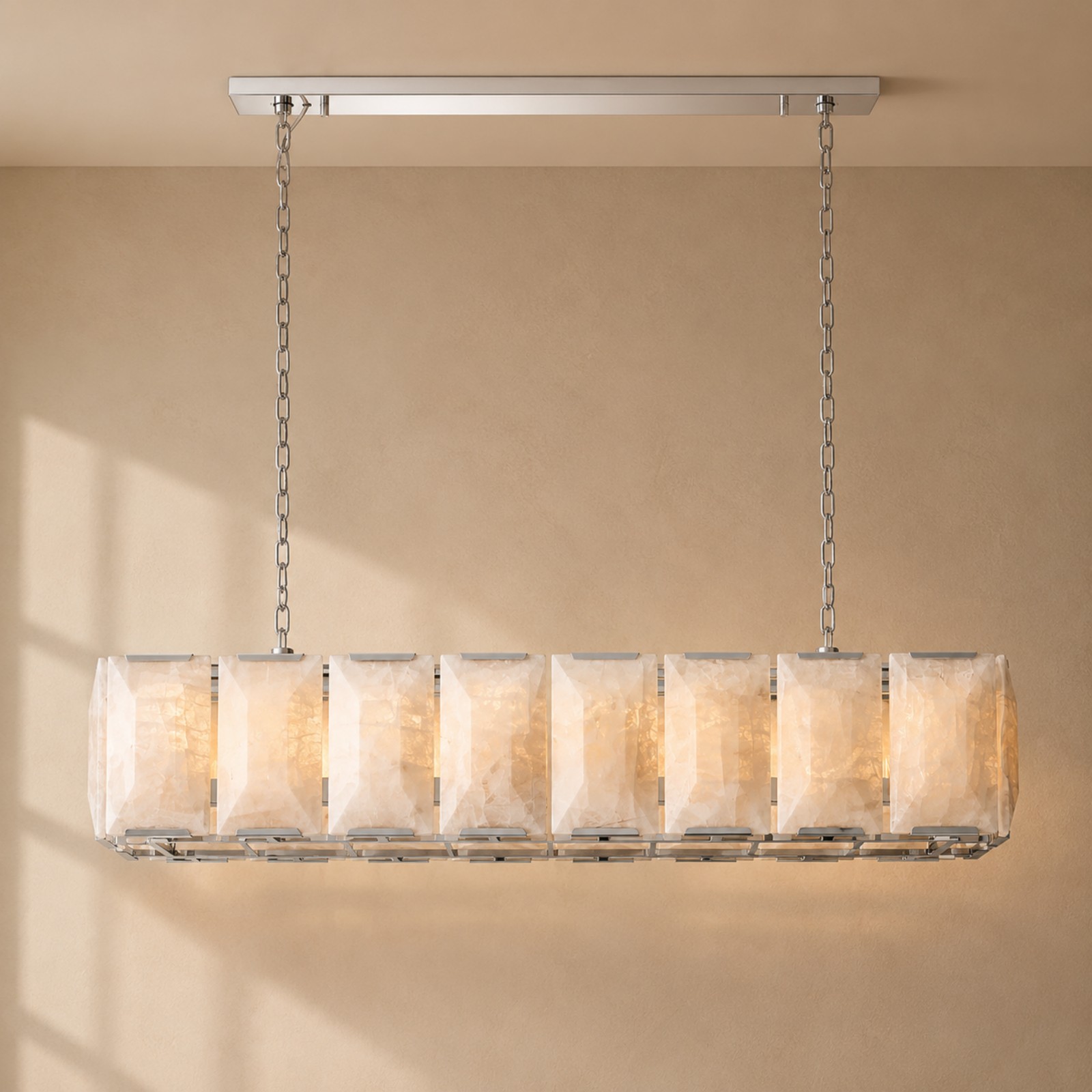 Kiko Calcite Rectangular Chandelier 54"