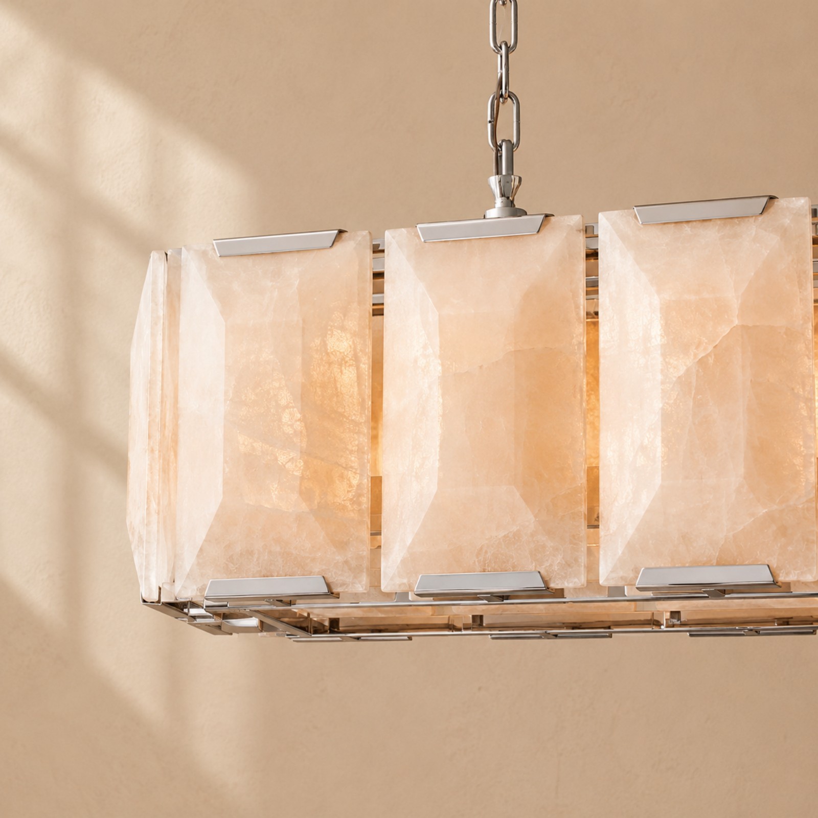Kiko Calcite Rectangular Chandelier 54"