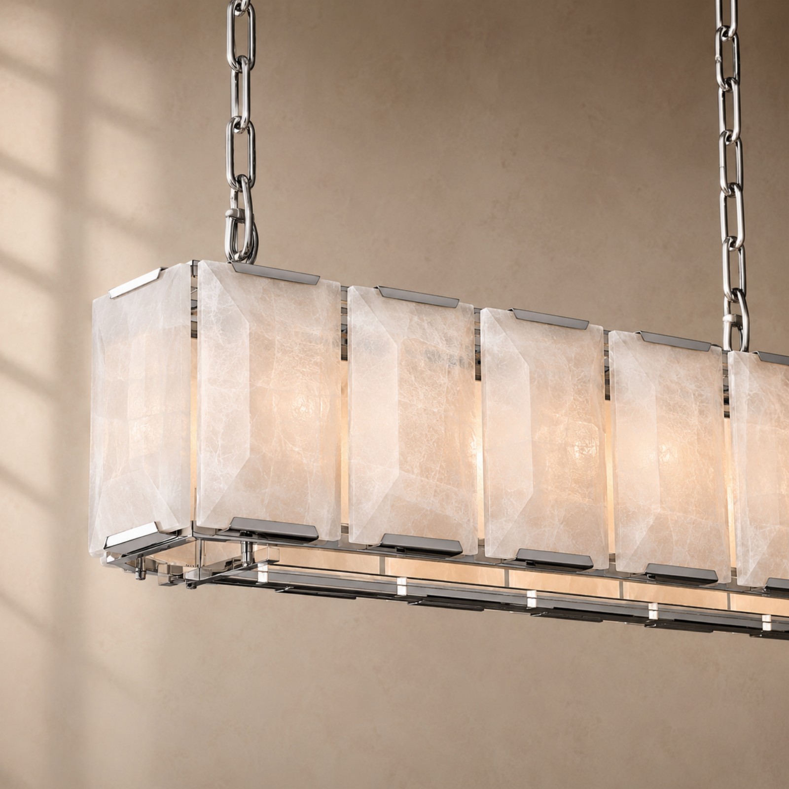 Kiko Calcite Rectangular Chandelier 62"