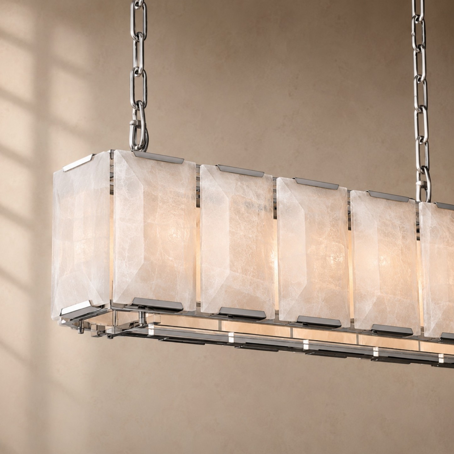 Kiko Calcite Rectangular Chandelier 62"