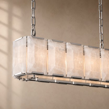 Kiko Calcite Rectangular Chandelier 62"