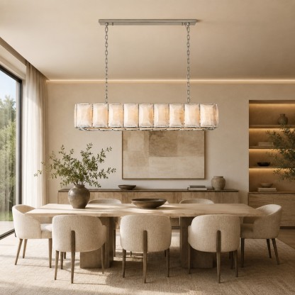 Kiko Calcite Rectangular Chandelier 62"