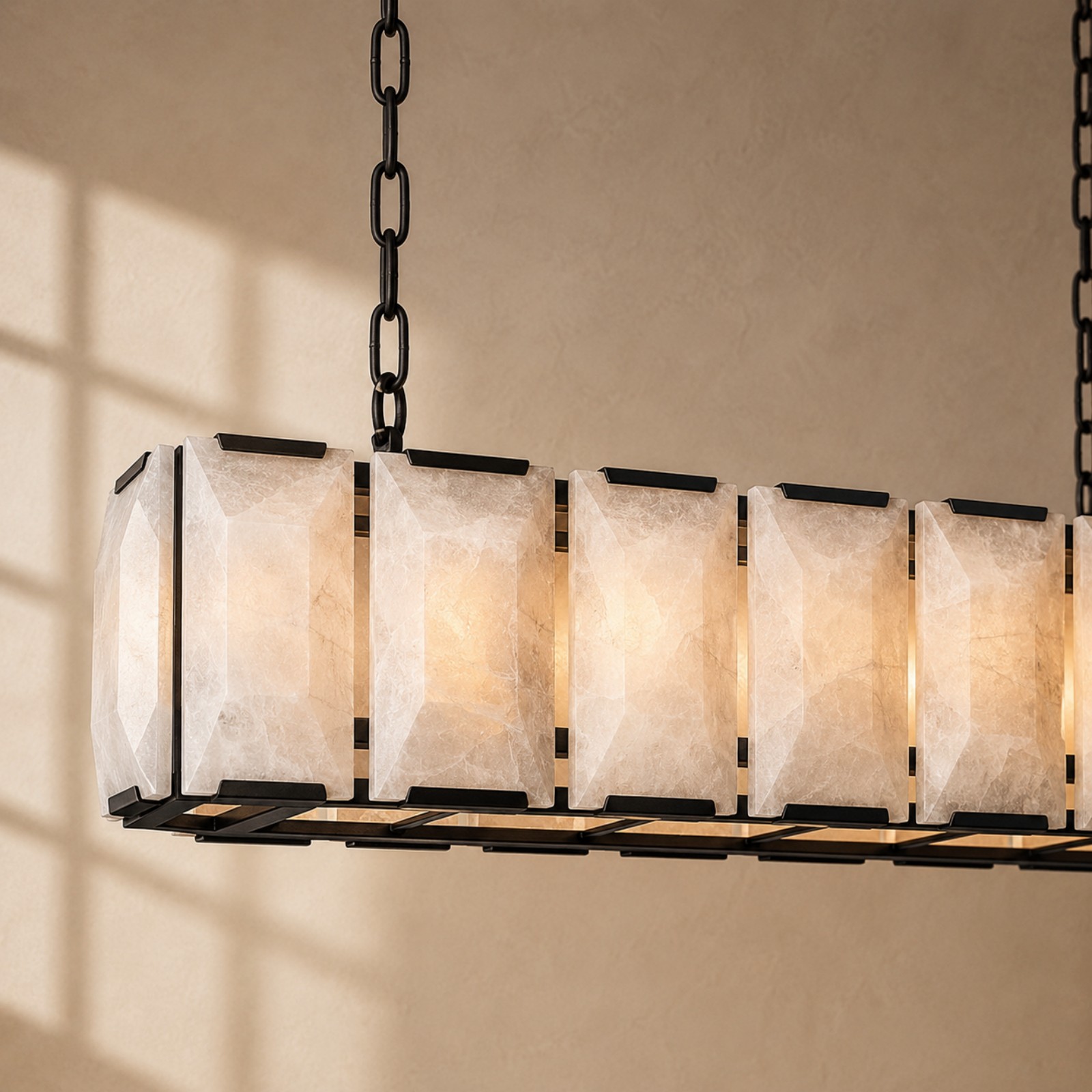 Kiko Calcite Rectangular Chandelier 62"