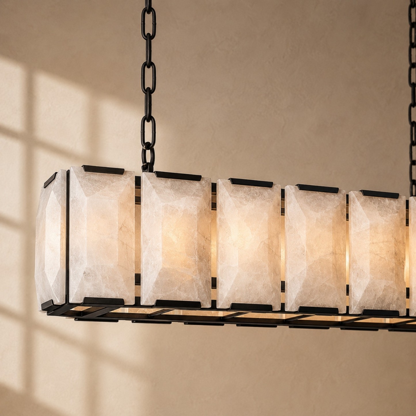 Kiko Calcite Rectangular Chandelier 62"