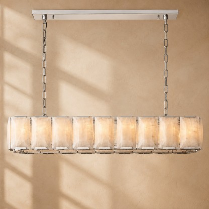 Kiko Calcite Rectangular Chandelier 62"